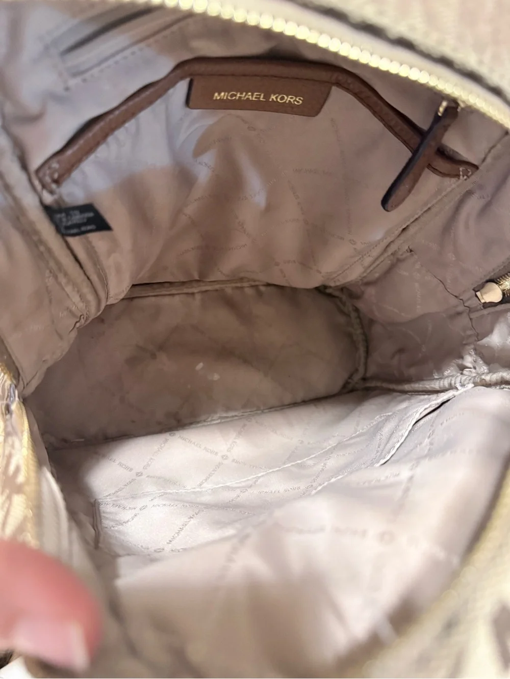 Michael Kors Brown Logo Monogram Mini Backpack